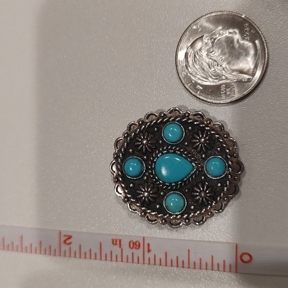 Carol Felley sterling silver and turquoise slide pendant